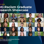 A decorative image with the title of the event and photos of students