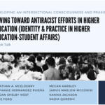 A decorative image with the title of the event and illustration of students with list of speaker names